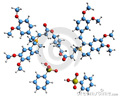 3D image of Atracurium besilate skeletal formula Stock Photo