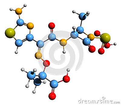 3D image of Aztreonam skeletal formula Stock Photo