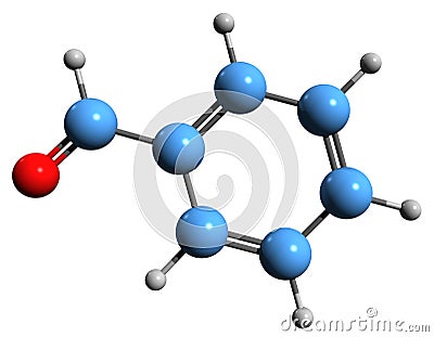 3D image of Benzaldehyde skeletal formula Stock Photo