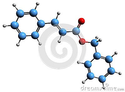 3D image of Benzyl cinnamate skeletal formula Stock Photo