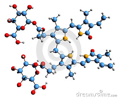 3D image of Bilirubin diglucuronide skeletal formula Stock Photo