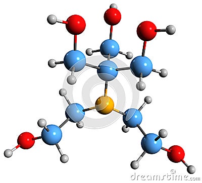 3D image of BIS-TRIS Buffer skeletal formula Stock Photo