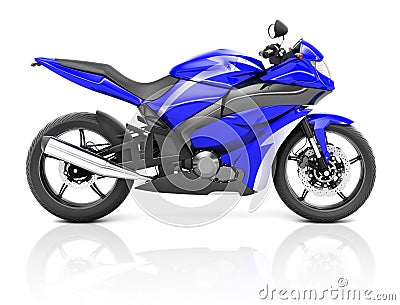 3D Image of a Blue Modern Motorbike Stock Photo