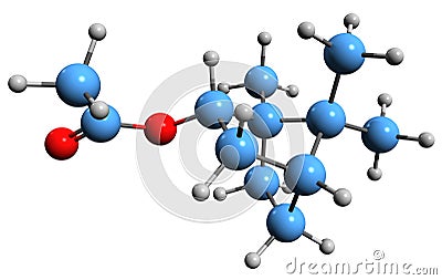 3D image of Bornyl acetate skeletal formula Stock Photo