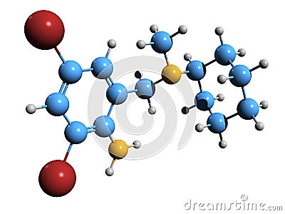 3D image of bromhexine skeletal formula Stock Photo