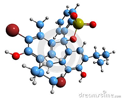 3D image of Bromothymol blue skeletal formula Stock Photo