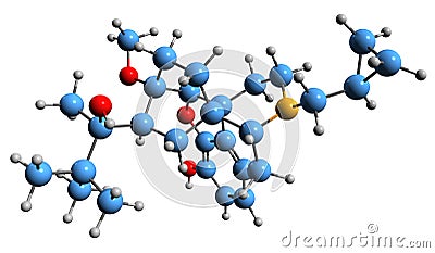 3D image of Buprenorphine skeletal formula Stock Photo