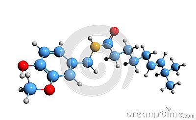 3D image of capsaicin skeletal formula Stock Photo