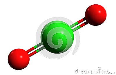 3D image of Chlorine dioxide skeletal formula Stock Photo