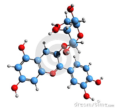 3D image of Chrysanthemin skeletal formula Stock Photo