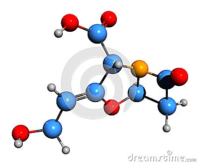 3D image of clavulanic acid skeletal formula Stock Photo