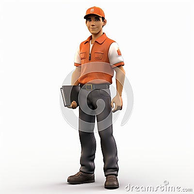 Professional 3d Delivery Driver Worker In Cartoon Style Stock Photo