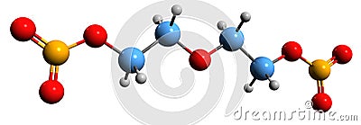 3D image of Diethylene glycol dinitrate skeletal formula Stock Photo