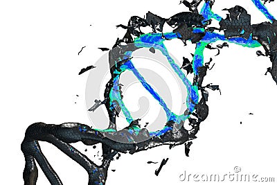 3d image: DNA molecule. collapsing. Genetic mutation and combating viruses. Science and medic concept. Destroyed structure. Nano Stock Photo