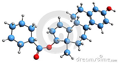 3D image of Estradiol hexahydrobenzoate skeletal formula Stock Photo