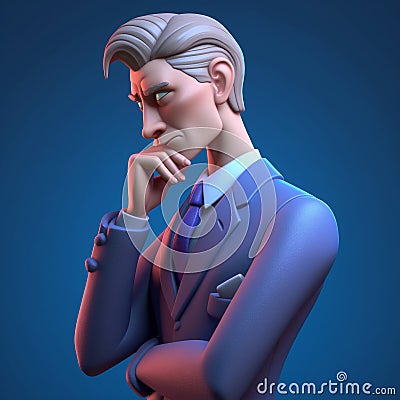 3d character of business man thinking Stock Photo