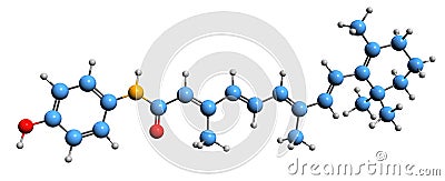 3D image of Fenretinide skeletal formula Stock Photo