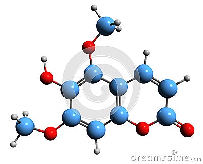 3D image of Fraxinol skeletal formula Stock Photo