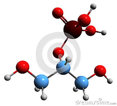 3D image of Glycerol 2-phosphate skeletal formula Stock Photo