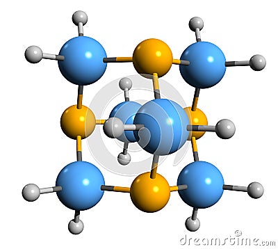 3D image of Hexamethylenetetramine skeletal formula Stock Photo