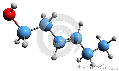 3D image of Hexenol skeletal formula Stock Photo