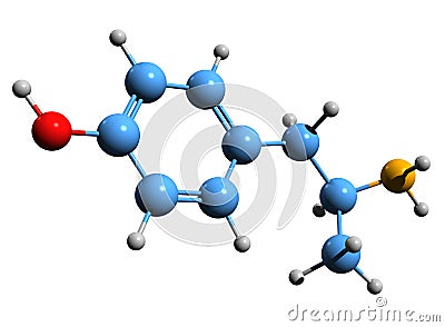 3D image of 4-Hydroxyamphetamine skeletal formula Stock Photo
