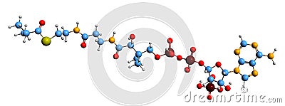 3D image of Isobutyryl-CoA skeletal formula Stock Photo