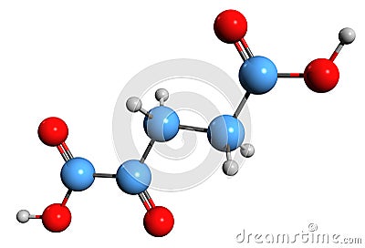 3D image of Ketoglutaric acid skeletal formula Stock Photo