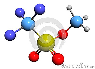 3D image of Methyl trifluoromethanesulfonate skeletal formula Stock Photo