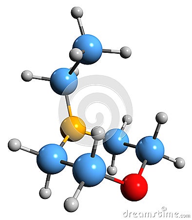 3D image of N-ethylmorpholine skeletal formula Stock Photo