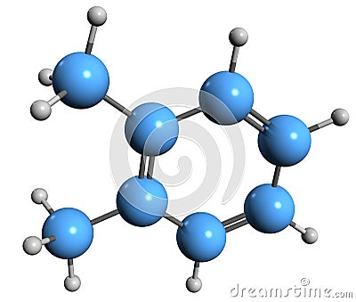 3D image of o-Xylene skeletal formula Stock Photo