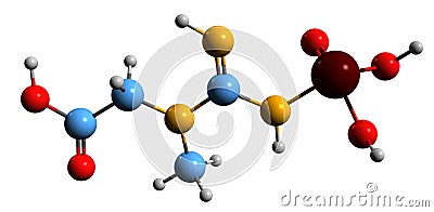 3D image of Phosphocreatine skeletal formula Stock Photo