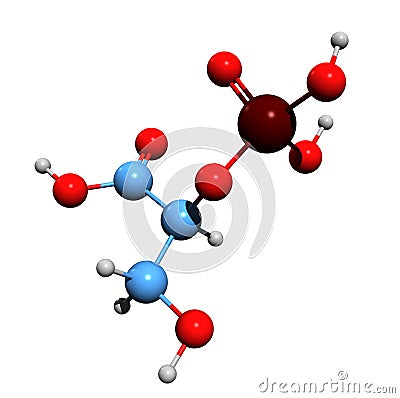 3D image of 2-phosphoglycerate skeletal formula Stock Photo