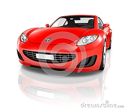 3D Image of Red Sport Car Stock Photo