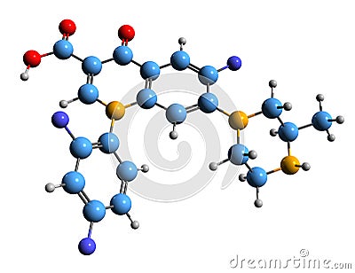 3D image of Temafloxacin skeletal formula Stock Photo