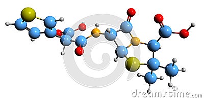 3D image of Ticarcillin skeletal formula Stock Photo