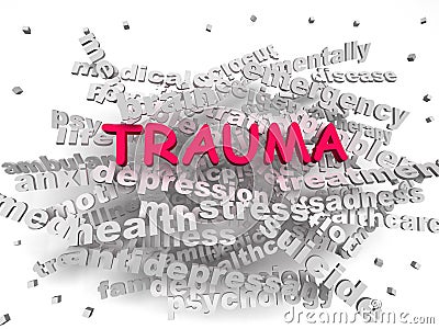 3d image Trauma word cloud concept Stock Photo