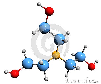 3D image of Triethanolamine skeletal formula Stock Photo