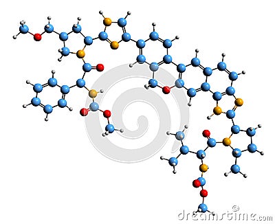 3D image of Velpatasvir skeletal formula Stock Photo