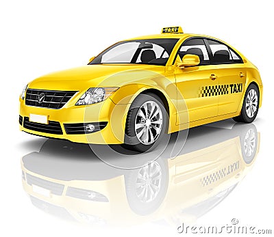 3D Image of Yellow Taxi Stock Photo