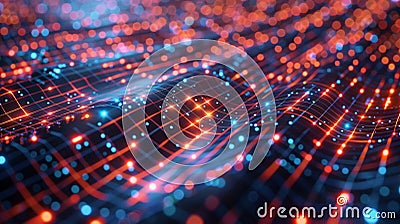 A 3D imagery of a blockchain, representing data blocks linked in digital chain with connections Stock Photo