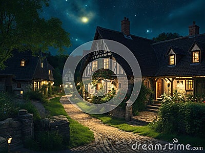 Imagine a walk through a picturesque village Stock Photo