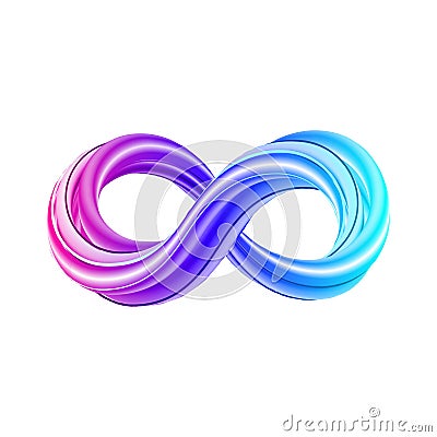 3d infinity symbol. Colorful infinity icon. Vector Illustration