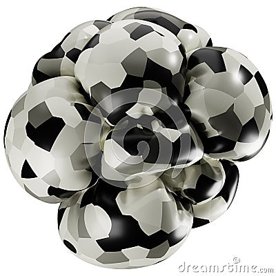 3D inflated abstract shape illustration. Puffy black object design Cartoon Illustration