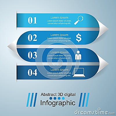 3D infographic design template and marketing icons. Vector Illustration