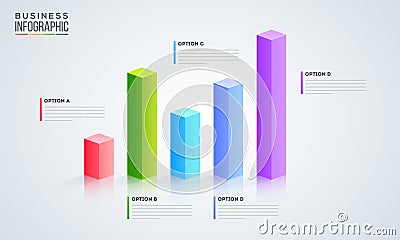 3D infographic graph with five option for Business infographic. Stock Photo