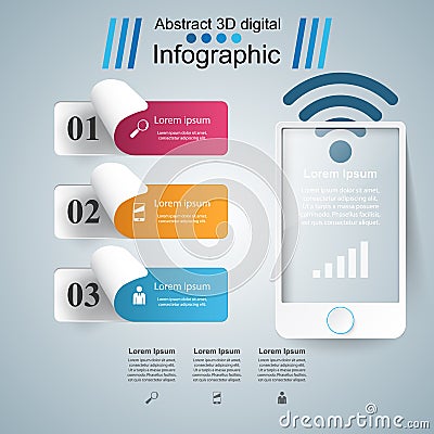 3D infographic. Smartphone icon. Vector Illustration