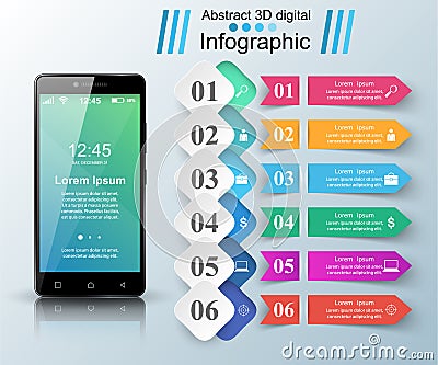 3D infographic. Smartphone icon. Vector Illustration