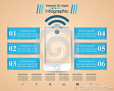 3D infographic. Smartphone icon. Vector Illustration