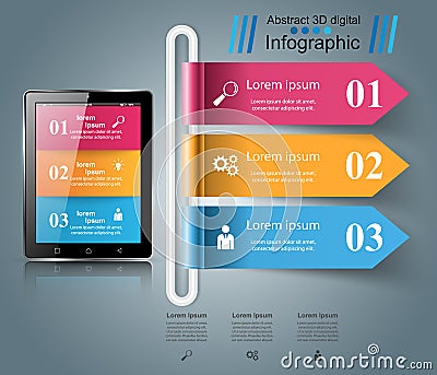 3D infographic. Tablet icon. Vector Illustration